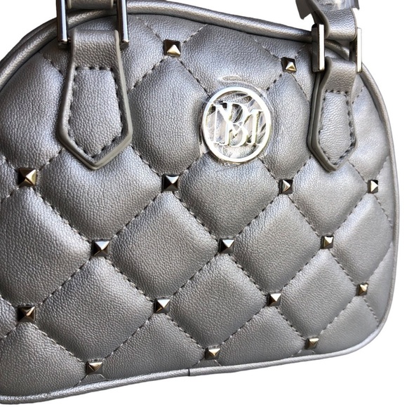 Badgley Mischka Crossbody Dome Metallic Gray Studded - Picture 3 of 5
